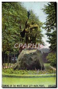 Old Postcard Coming of The White Man City Park Portl Oregon