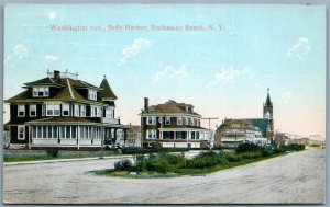 ROCKAWAY BEACH LONG ISLAND NY WASHINGTON AVE. BELLE HARBOR 1911 ANTIQUE POSTCARD