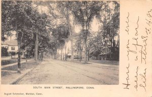 Wallingford Connecticut South Main Street B/W Lithograph Vintage Postcard U5382