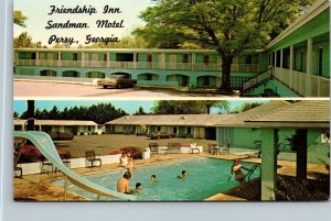 Vtg Perry Georgia GA Friendship Inn Sandman Motel 1970s Unused Chrome Postcard