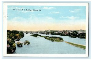 View I.C. Bridge Dixon Illinois 1915 Naperville Vintage Antique Postcard 