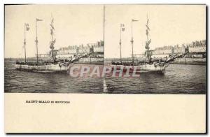Old Postcard Saint Malo and around sailing boat