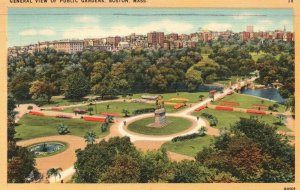 Vintage Postcard 1940 General View Of Public Gardens Boston Mass. Massachusetts