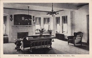 Postcard Men's Parlor Main Floor Wisconsin Masonic Home Dousman WI