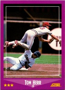 1988 Score Baseball Card Tom Herr St Louis Cardinals sk3150