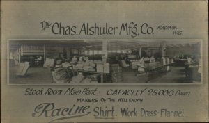 Racine WI Chas Alshuer Clothing Mfg Co Main Plant c1910 Real Photo Postcard