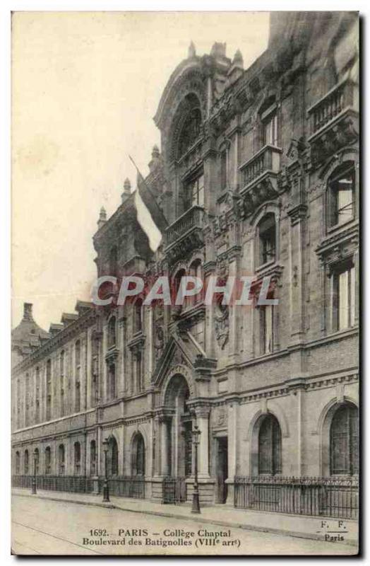 Old Postcard Paris Chaptal College Boulevard des Batignolles