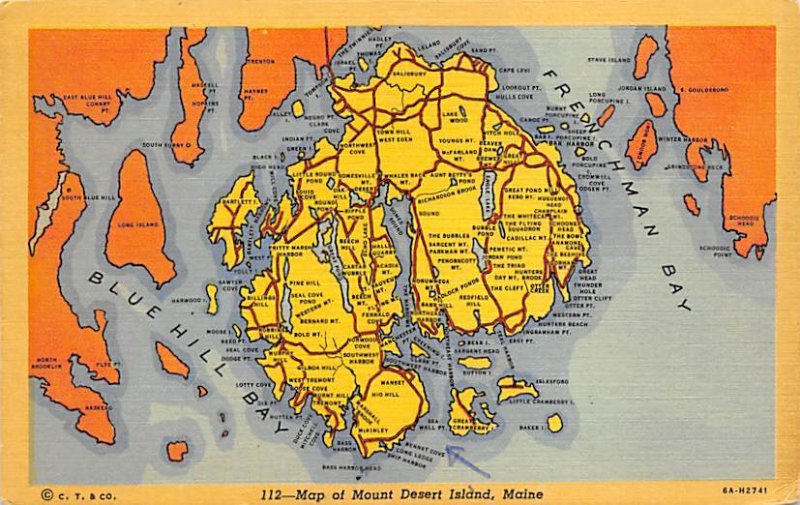 Mount Desert Island, Maine USA Map PU Unknown 