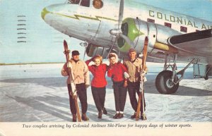 Colonial Airlines Ski-Plane Winter Sports Adv Vintage Postcard AA57472