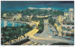 Night View, Calzada Costera, Acapulco, Guerrero, Mexico, PU-1973