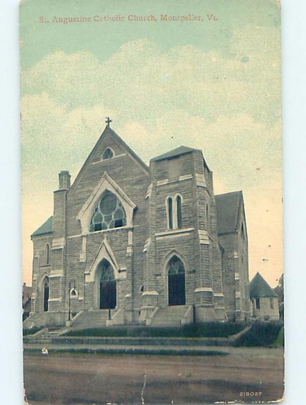 Damaged Back Divided-Back CHURCH SCENE Montpelier Vermont VT G4346