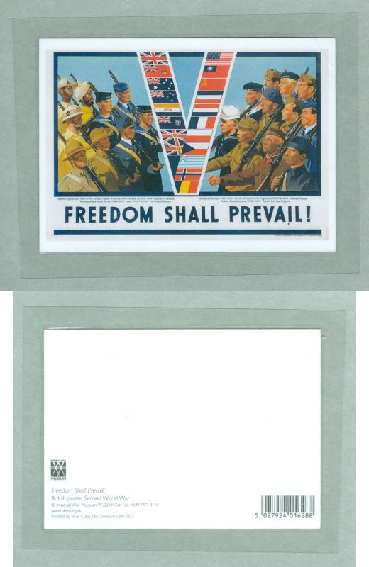 Poster,Reproduction Card. WWII  Freedom shall Prevail 1940-1945