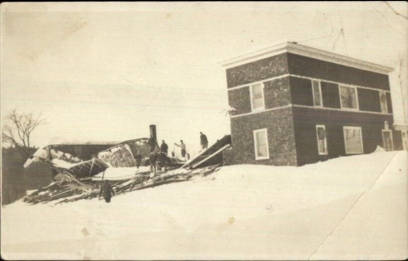 Farmington ME Postal Cancel Destroyed Skating Rink c1920 Real Photo Postcard