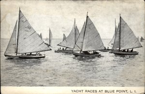 Long Island NY Yacht Races Regatta Blue Point Vintage Postcard