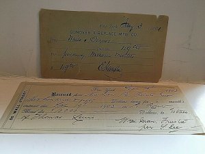 (2) Vintage New York Documents- 1903 Wall Street Receipt  & 1901 Invoice Y3