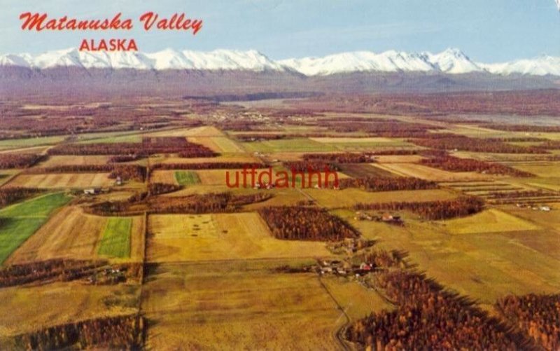 MATANUSKA VALLEY, AK farming area City of Palmer and Talkeetna Mts in background