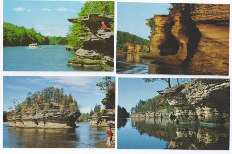 Wisconsin Dells River Canyon Hawks Bill Cliffs (4 Cards)