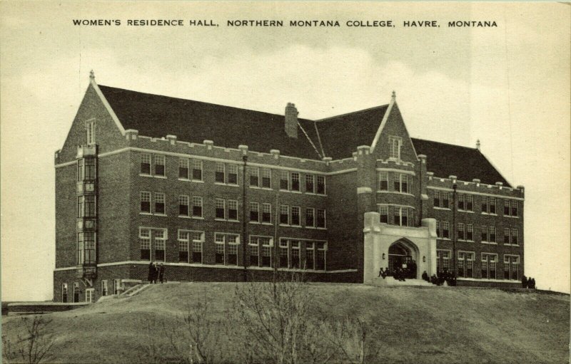 Women's Residence Hall Northern Montana College Havre Postcard Artvue DB UNP