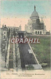Old Postcard Paris - Montmartre Funicular and Sacred Heart