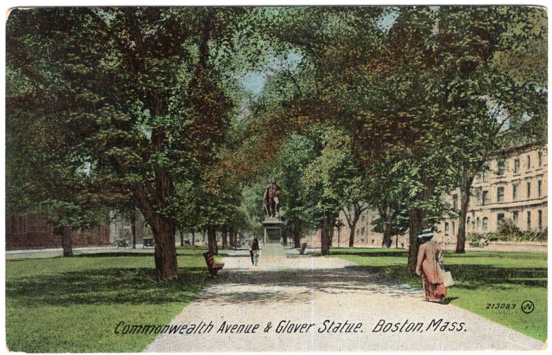 Boston, Mass, Commonwealth Avenue & Glover Statue