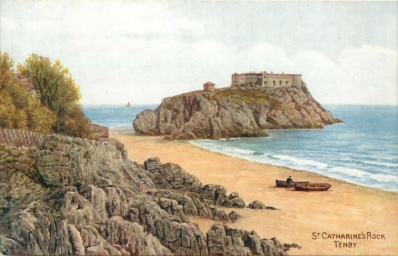 St Catherines Rock Tenby Wales UK United Kingdom Postcard