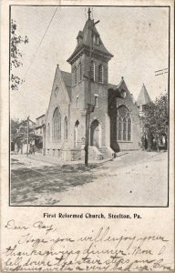 Steelton Pennsylvania First Reformes Church 1906 to Lyons Station Postcard U7