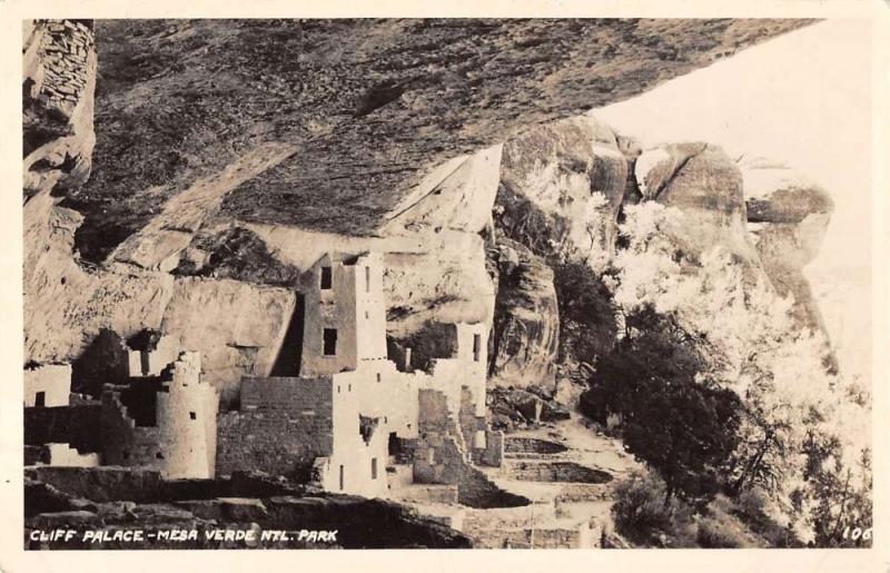 Mea Verde National Park Colorado view of Cliff Palace real photo pc Z12443