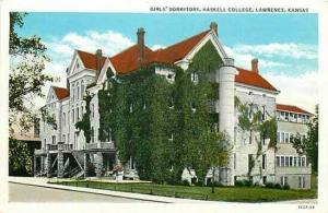 KS, Lawrence, Kansas, Haskell College, Girls' Dormitory, Curt Teich 3627-29