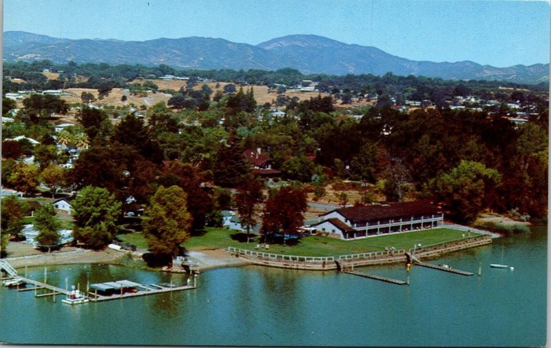 Skylark Motel Seaplane Base California Natural Lake Lakeport CA Postcard VTG UNP 