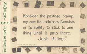 Josh Billings Consider Postage Stamp Philately 1913 Newport NH Convention RPPC