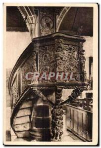 Old Postcard Guimiliau Interior of I Church The Chair
