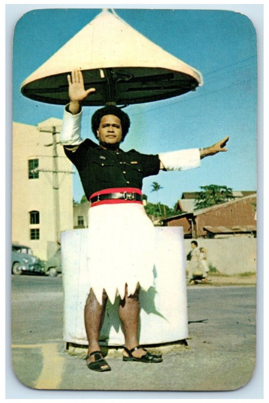 1966 Handsome and Fine Physique Fijian Policeman Posted Vintage Postcard