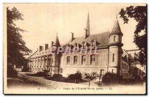 Old Postcard Lucon palace of the Eveche from the garden