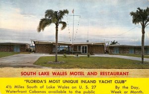 South Lake Wales Motel & Restaurant Florida Roadside c1960s Vintage Postcard