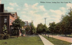 Postcard Wallace Avenue Looking East New Castle PA