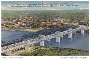 Tennessee Memphis Aerial View Of The New Memphis And Arkansas Bridge And Memp...