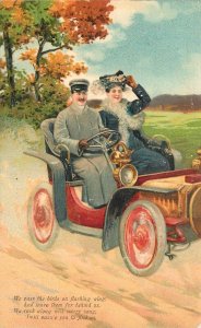 Postcard 1908 Early Auto PFB Road Trip Romance artist impression 23-2235 