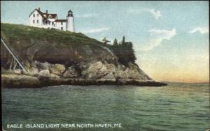 North Haven ME Eagle Island Lighthouse c1910 Unused Postcard