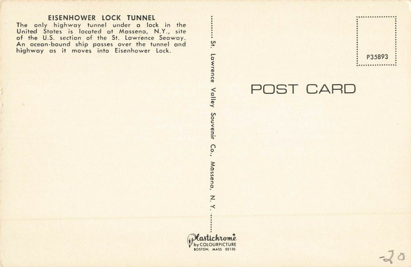 Postcard Eisenhower Lock Tunnel Massena New York