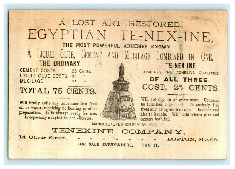 1870's Egyptian Tenexine Liquid Glue Comical Man Glued To Post P166