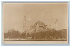 c1920's Mosque Of St. Sophia Stamboul Turkey RPPC Photo Vintage Postcard