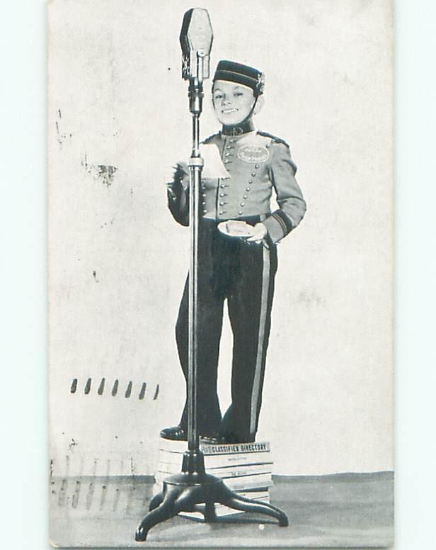 1941 boy at microphone - phillip morris cigarette ad on back of postcard k7543