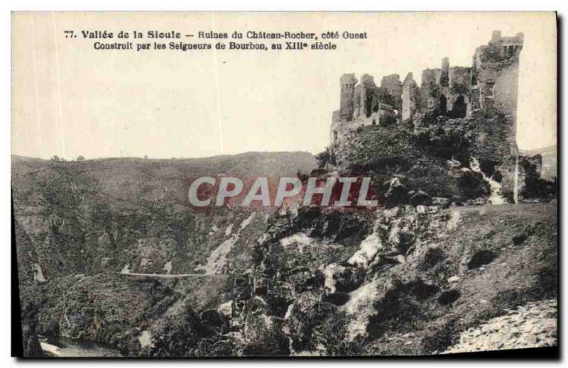 Old Postcard Vallee Sioul Ruins of Castle Rock West Coast built by the Lords ...