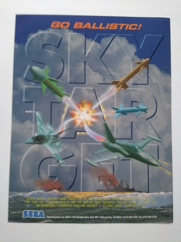 Sega Sky Target Arcade FLYER Original NOS Video Game 1995 Paper Air Combat Sheet