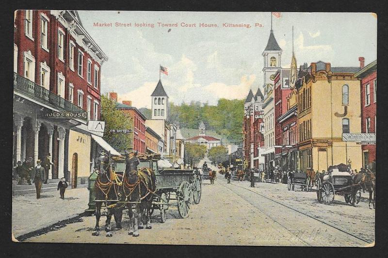 Market St To Court House Kittanning PA Used c1910