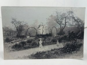 Elegant Lady with Daughter in Brockwell Park London Vintage Postcard 1907