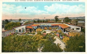 Vintage Postcard 1931 Inner Court Ramona's Marriage Place San Diego CA Californi