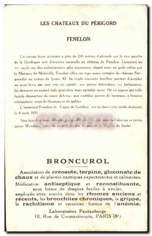 Old Postcard Chateaux du Perigord Fenelon