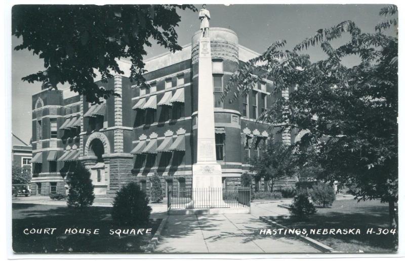 Court House Square Hastings Nebraska 1950s RPPC Real Photo postcard