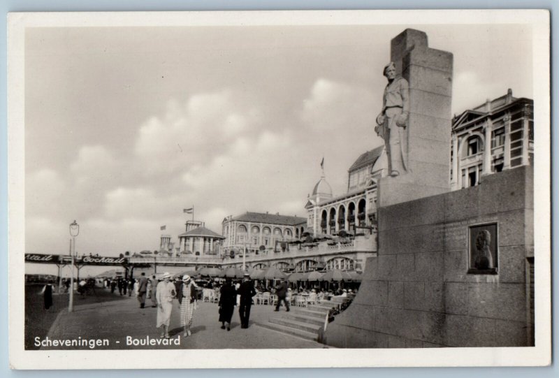 The Hague Netherlands Postcard Scheveningen Boulevard c1940's RPPC Photo